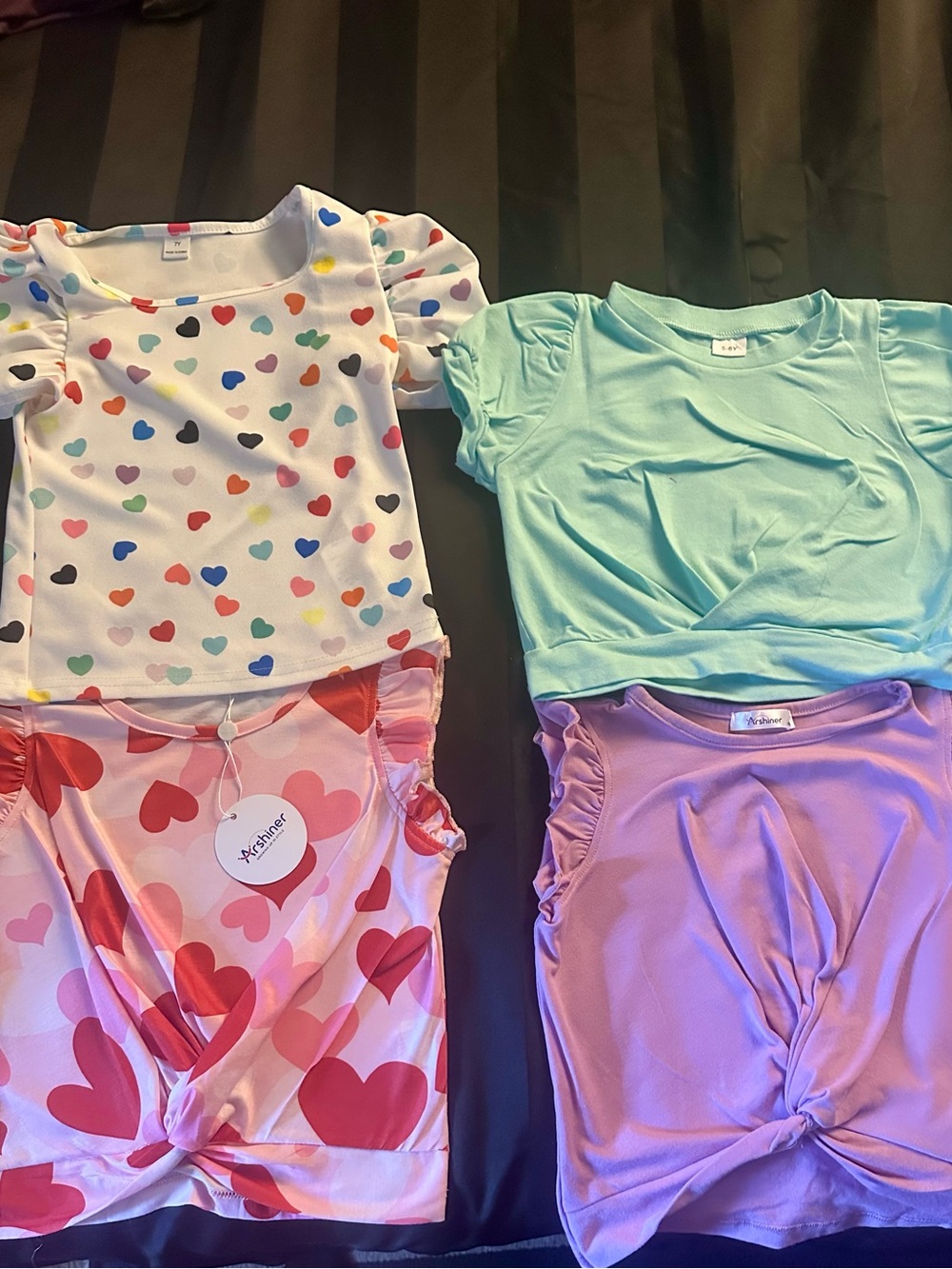 Kids Short Sleeve Pajama Top - Hearts & Pastels